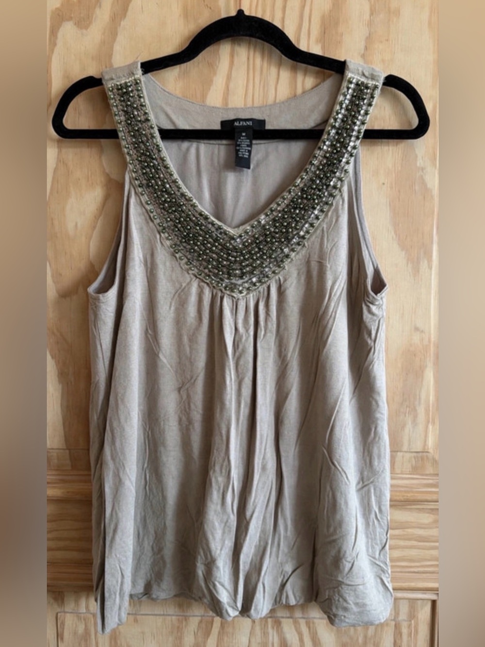 Alfani Beige Beaded V-Neck Camisole